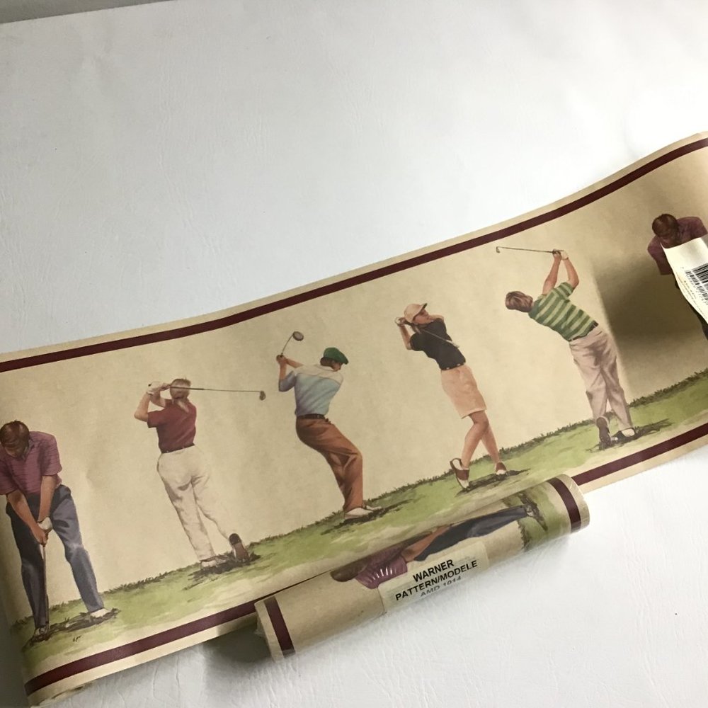 Prepasted Decorative Wallpaper Border ' GOLFERS'